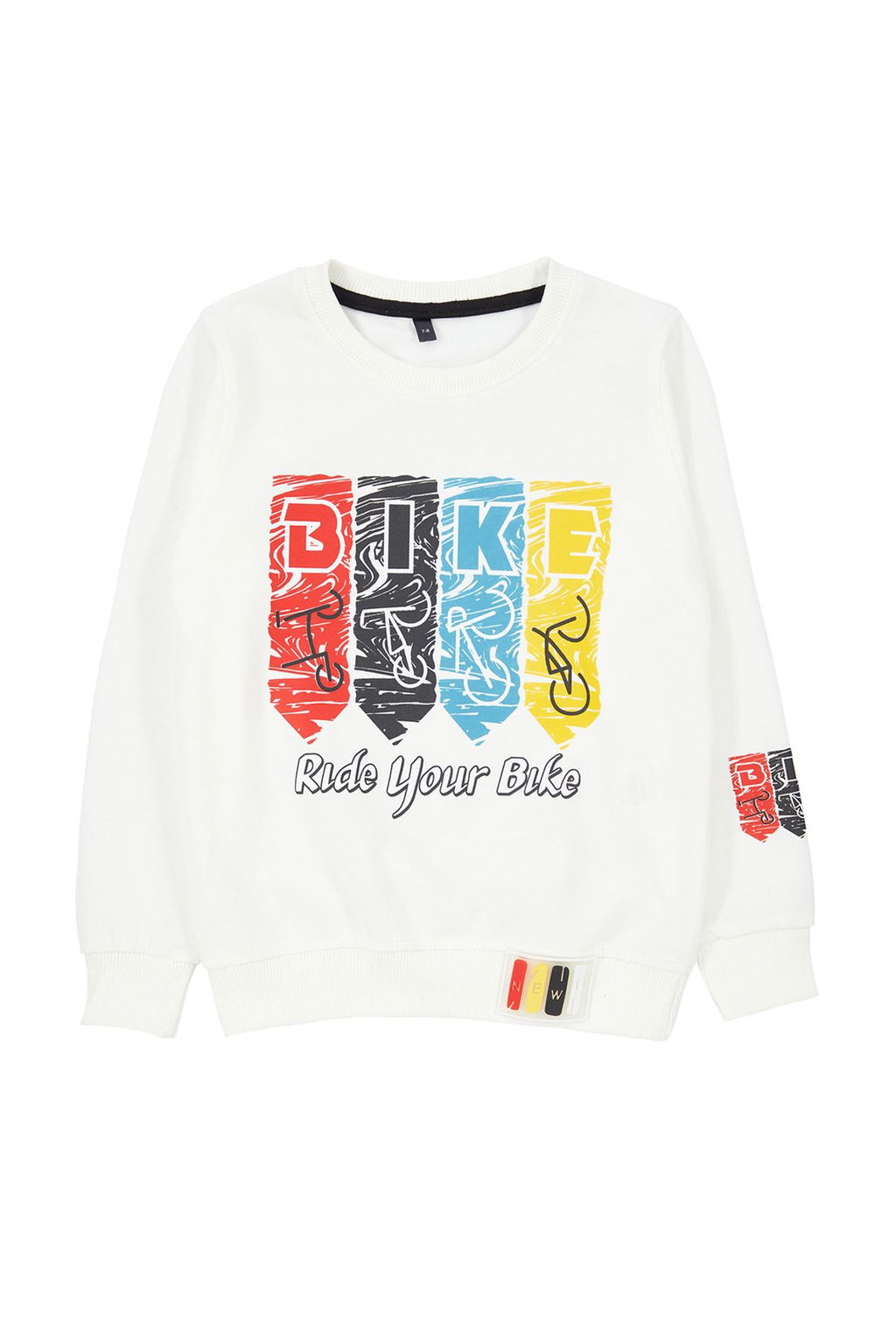 Ekru Erkek Cocuk Nak?sl? / Islemeli Bask?l? Orme Sweatshirt TKDAW25SW00007