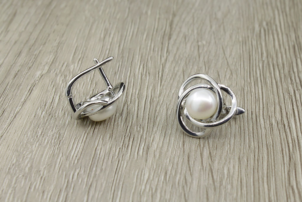 Серьги жемчуг белый 7мм Жемчужинка-сфера - Agat77 фото 2