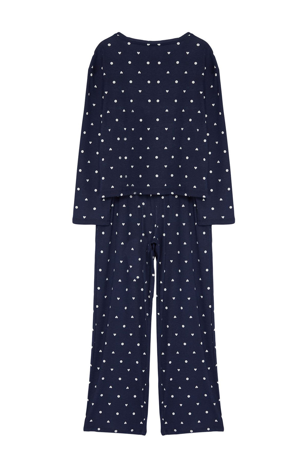 Trendyolmilla Beyaz %100 Pamuklu Puantiye ve Kalpli Orme Pijama Tak?m? THMAW25PT00039 фото 13