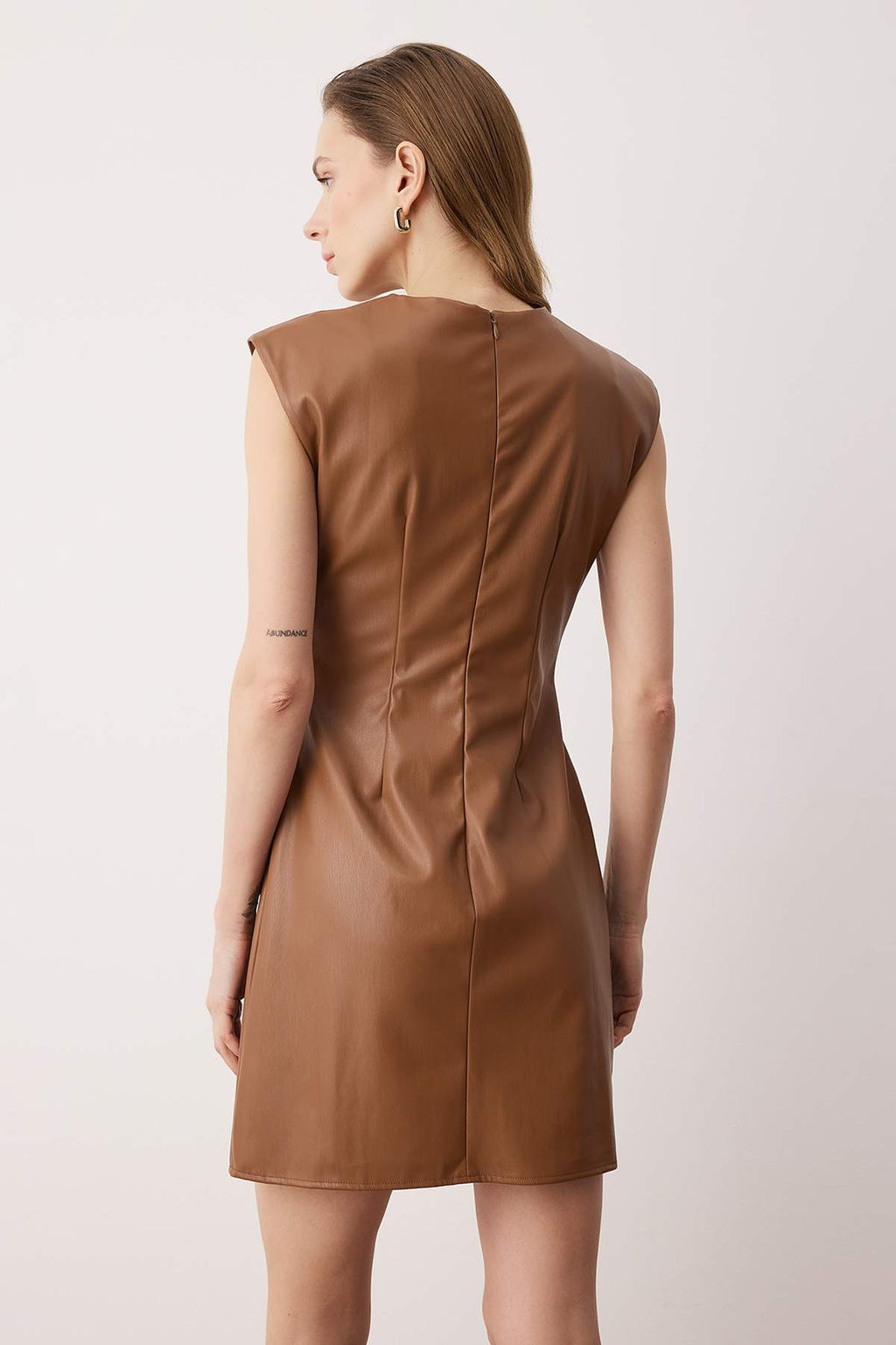 Kahverengi Duz K?sa / Mini Dokuma Elbise TWOAW26EL00336