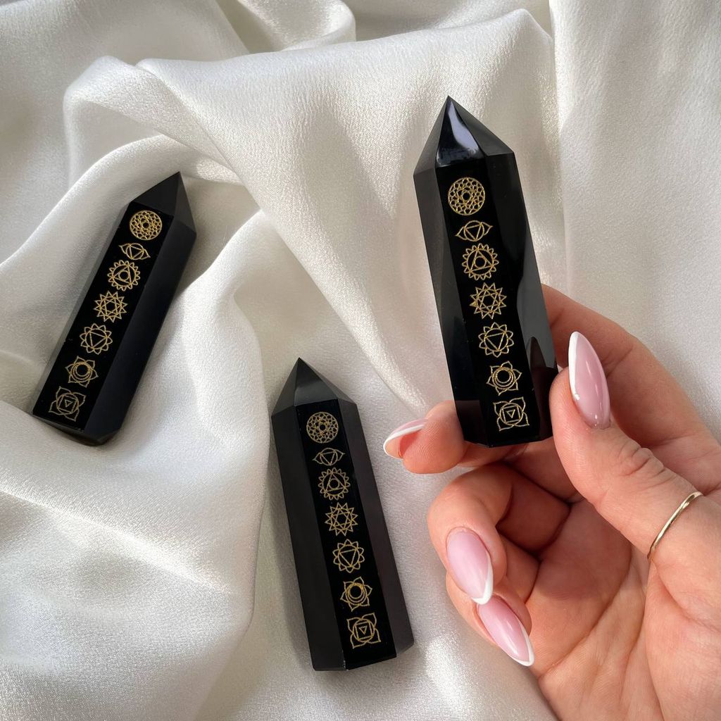 Кристалл из Обсидиана "Семь чакр"