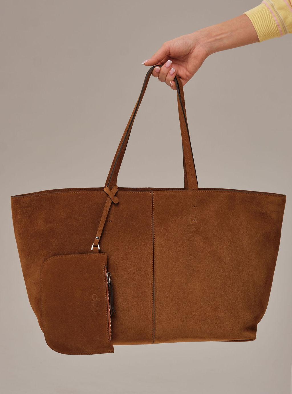 Замшевая сумка шоппер Texas DBR 31390 коричневый лист  фото 5