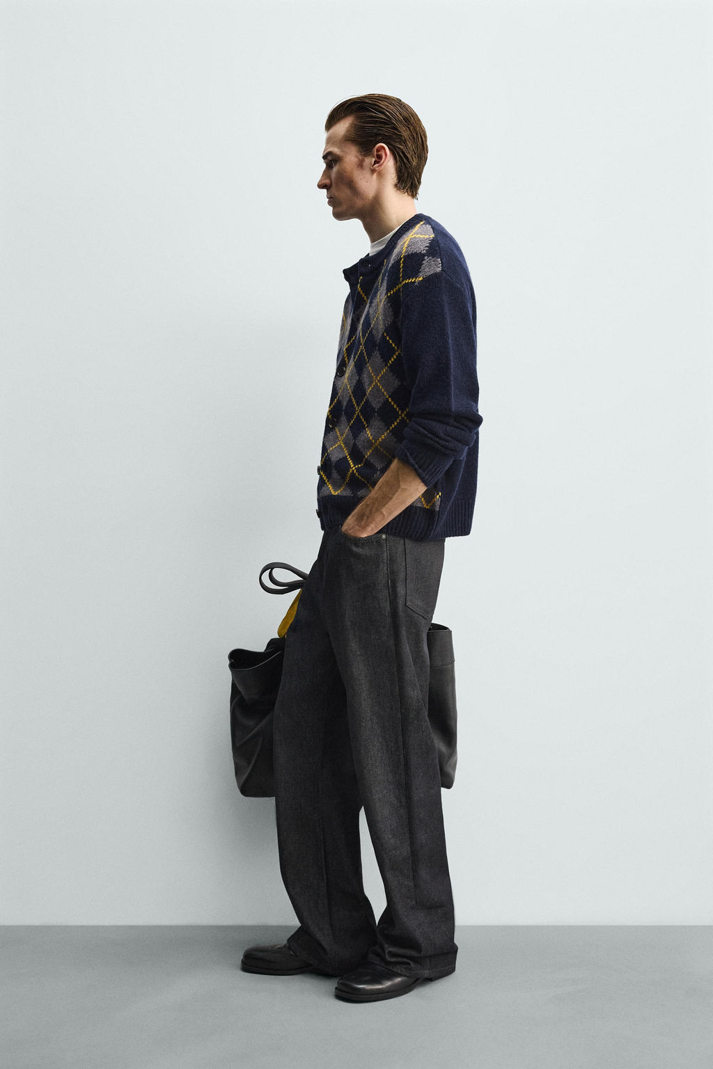 100% WOOL ARGYLE CARDIGAN - Zara фото 4