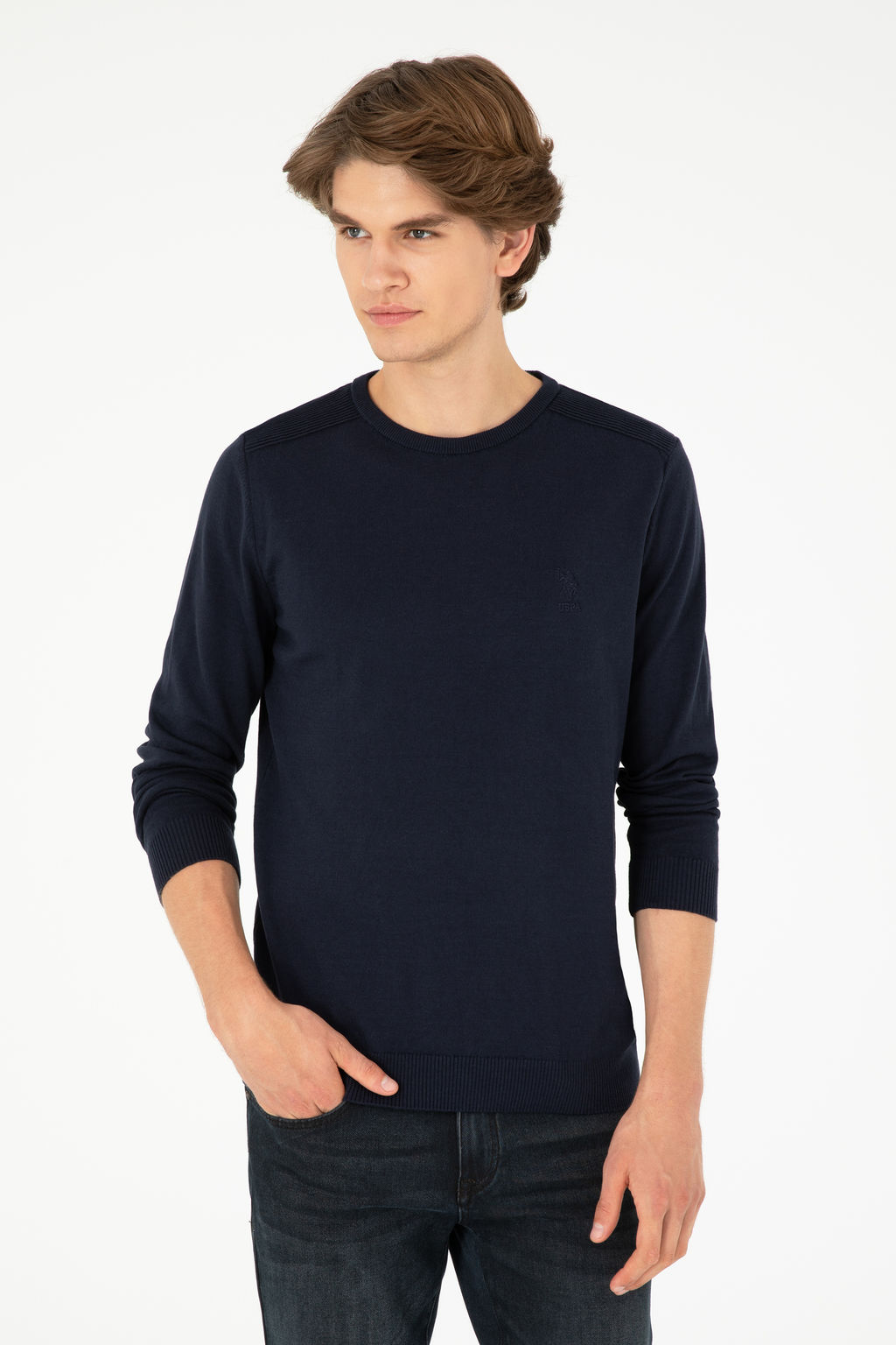 Мужской темно-синий базовый свитер Неожиданная скидка в корзине - U.s. polo assn фото 8