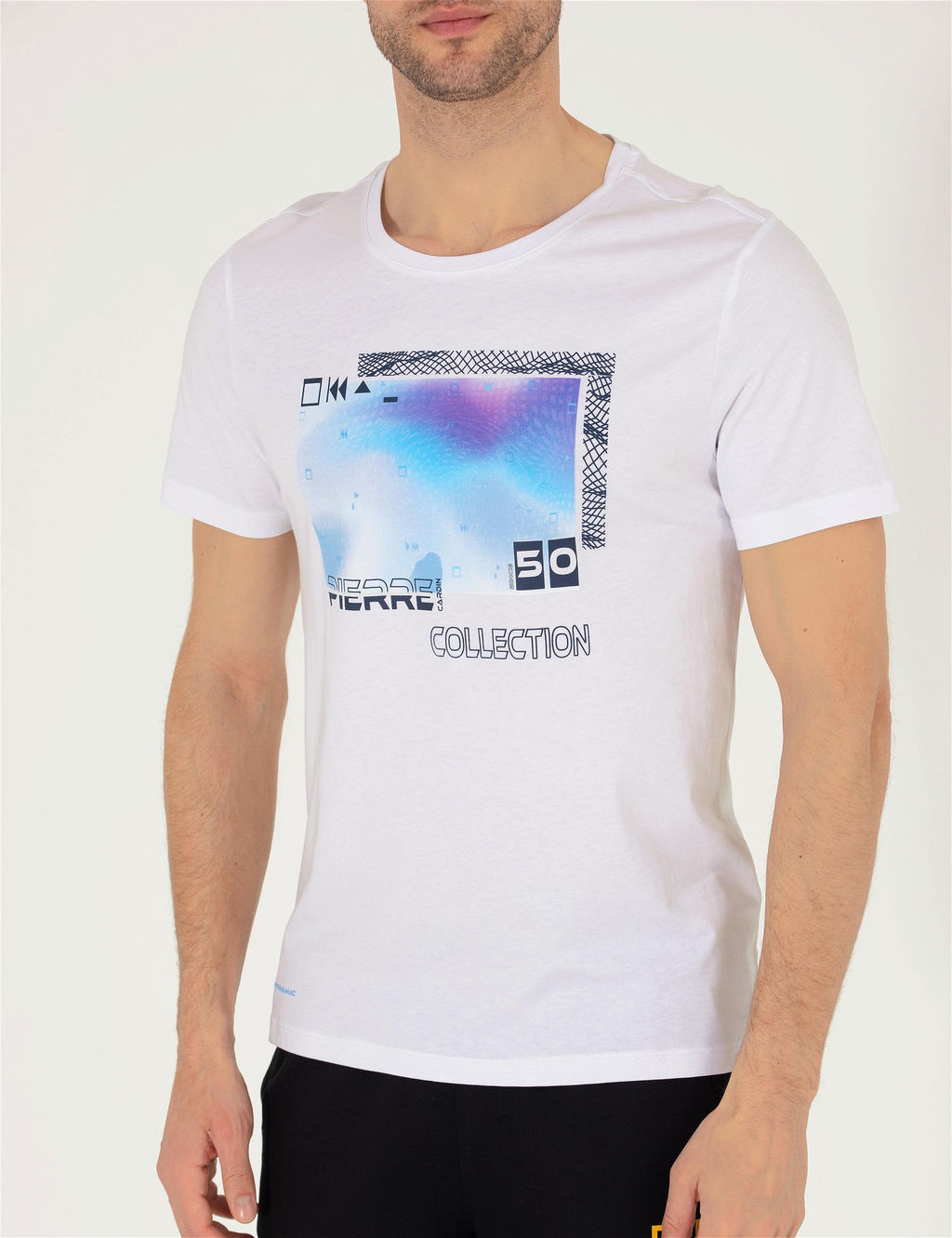 Beyaz Slim Fit Bask_l_ Bisiklet Yaka Ti__rt - Pierre cardin фото 6