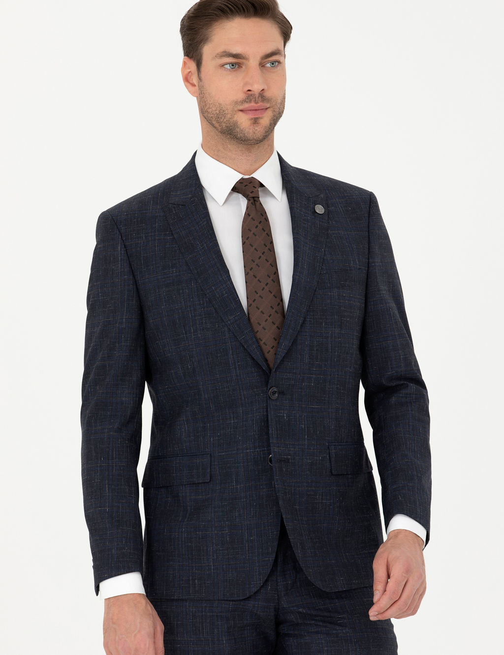 Lacivert Slim Fit Tak_m Elbise