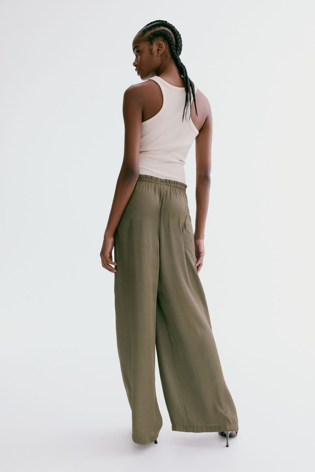 Pantal?n de sat?n con cord?n de ajuste - H&m фото 7