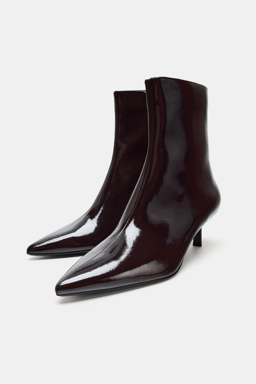 FAUX-PATENT KITTEN HEEL ANKLE BOOTS - Zara фото 5