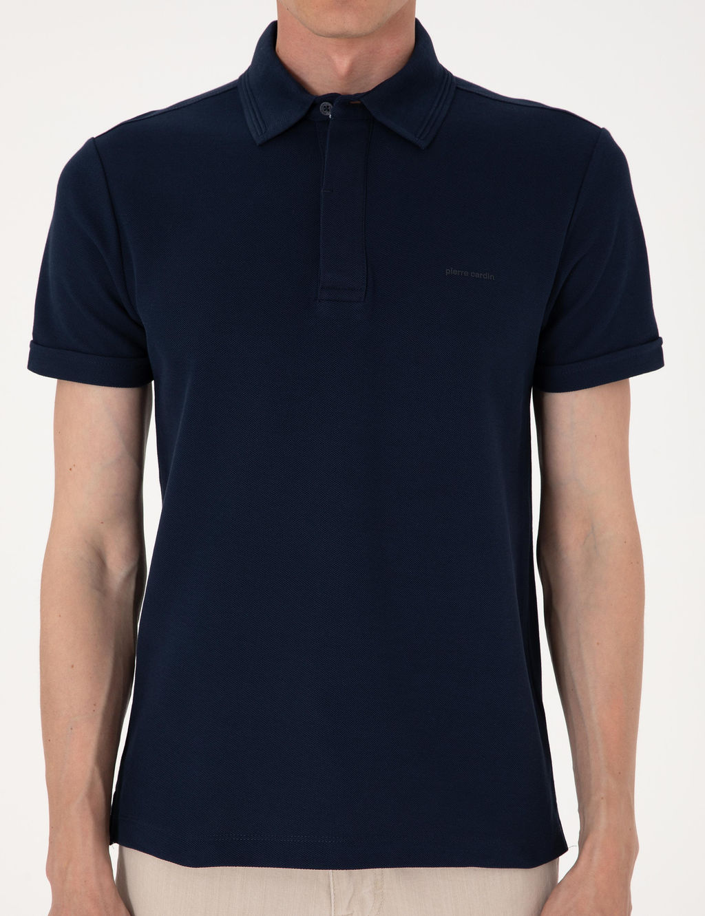 Lacivert Slim Fit %100 Pamuk K_vr_lmaz Amerikan Pike Polo Yaka Basic Ti__rt - Pierre cardin фото 6