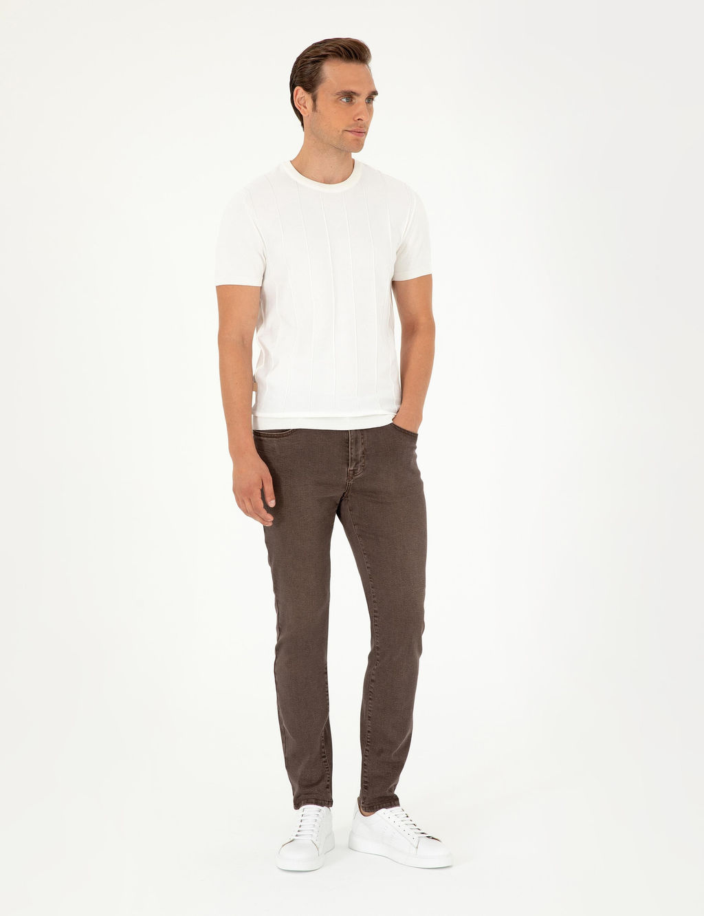 Kahverengi Slim Fit Jean Pantolon