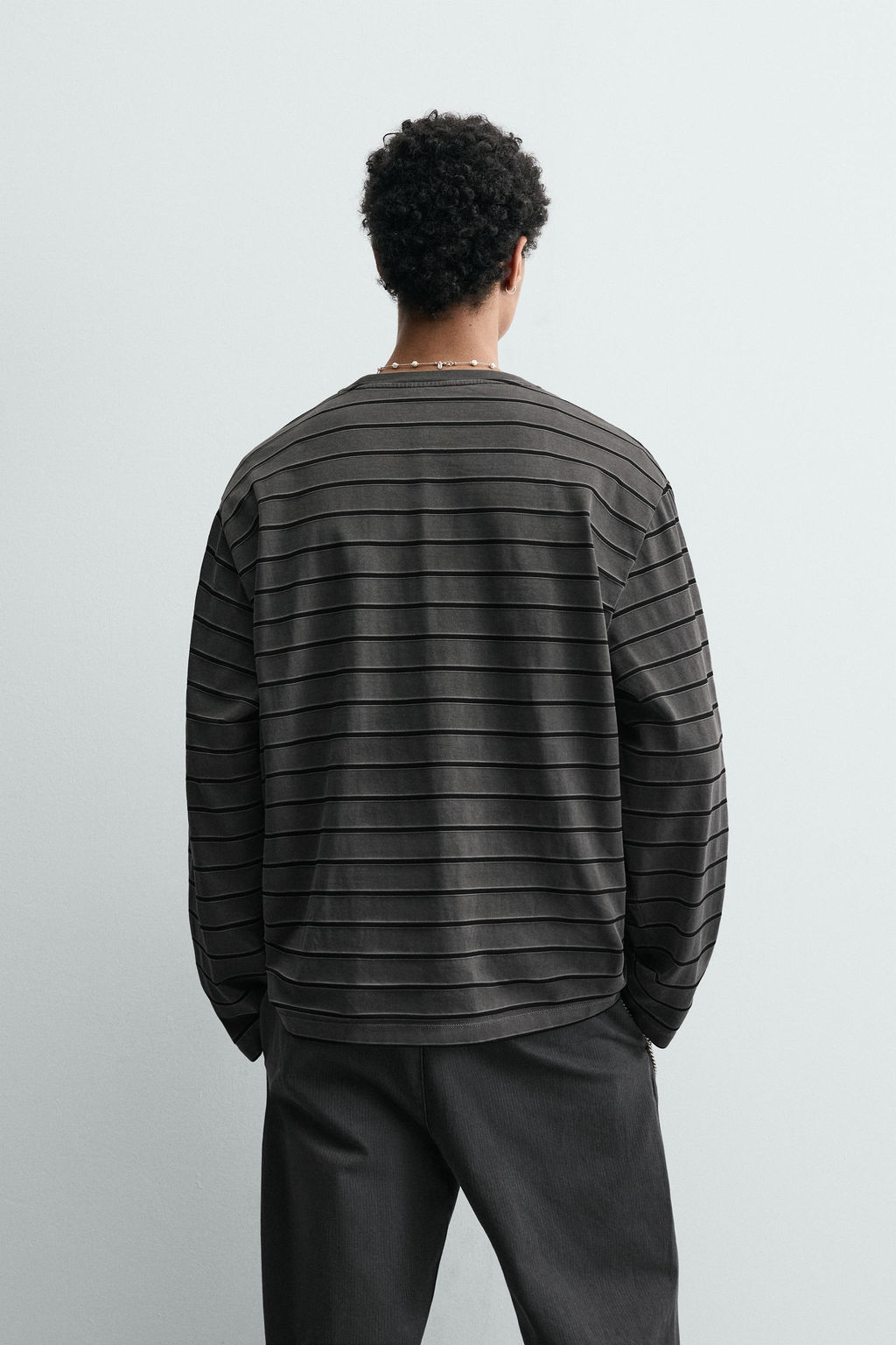 CAMISETA JACQUARD RAYAS / Gris - Zara фото 3