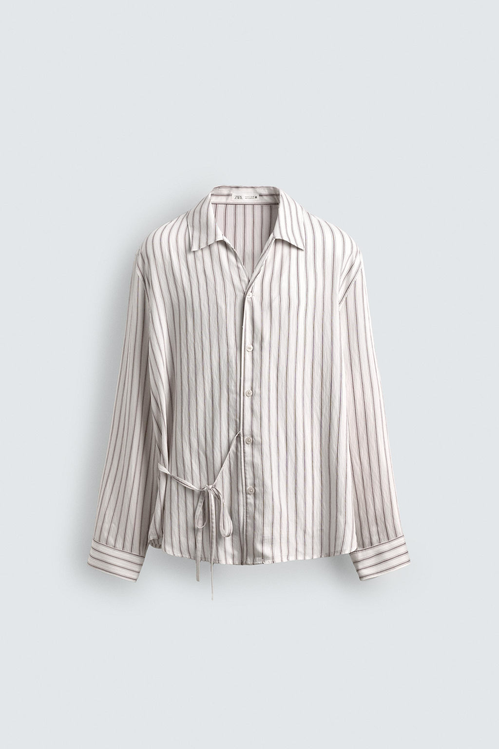 CAMISA FLUIDA RAYAS LAZO / Blanco - Zara фото 7