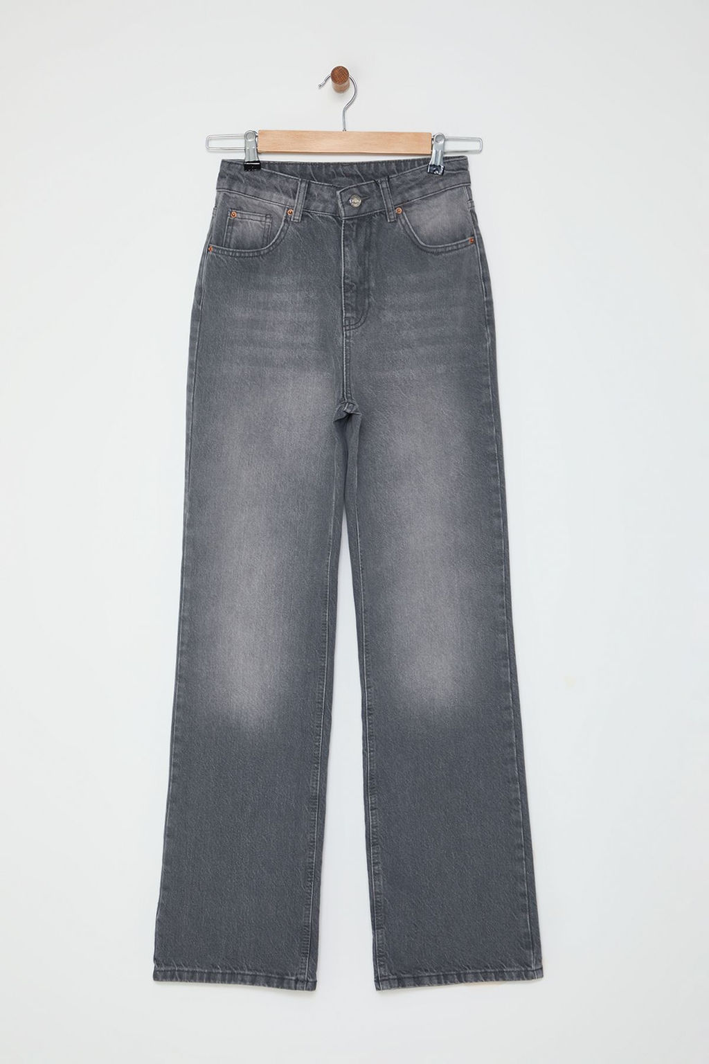 TRENDYOLMILLA Mavi Soluk Efekt Vintage Yuksek Bel Wide Leg Jeans TWOAW24JE00089  фото 5