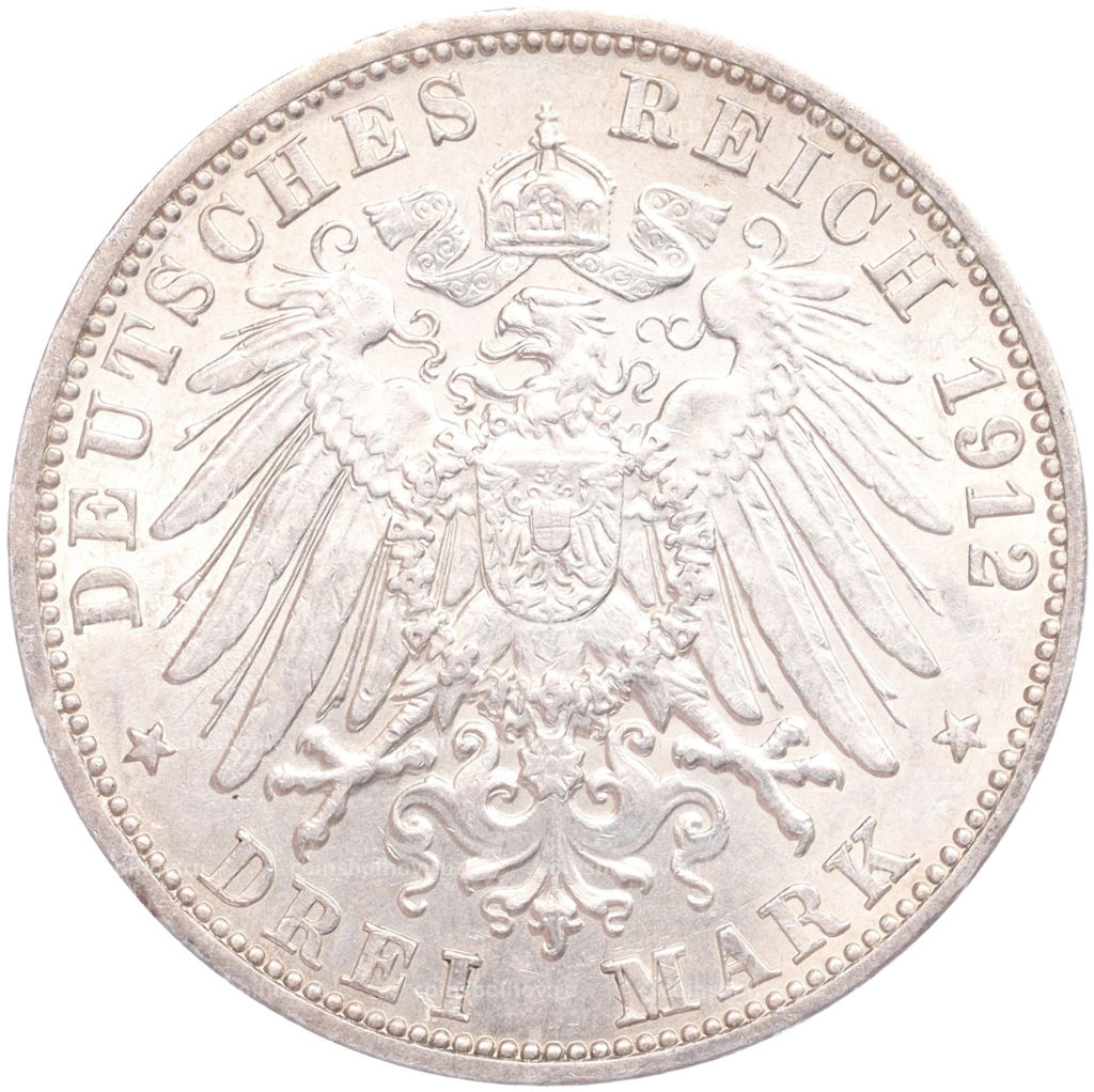 Монета 3 марки 1912 года G Германия (Баден)