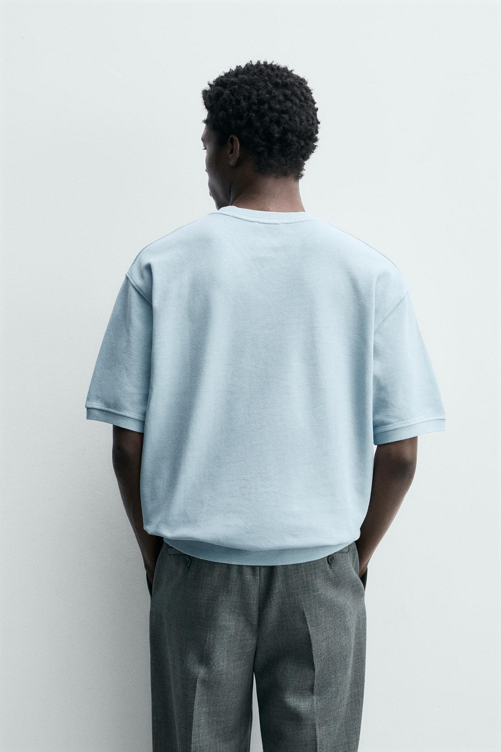 SUDADERA REGULAR FIT ESTRUCTURA PIQU? / Celeste lavado - Zara фото 3
