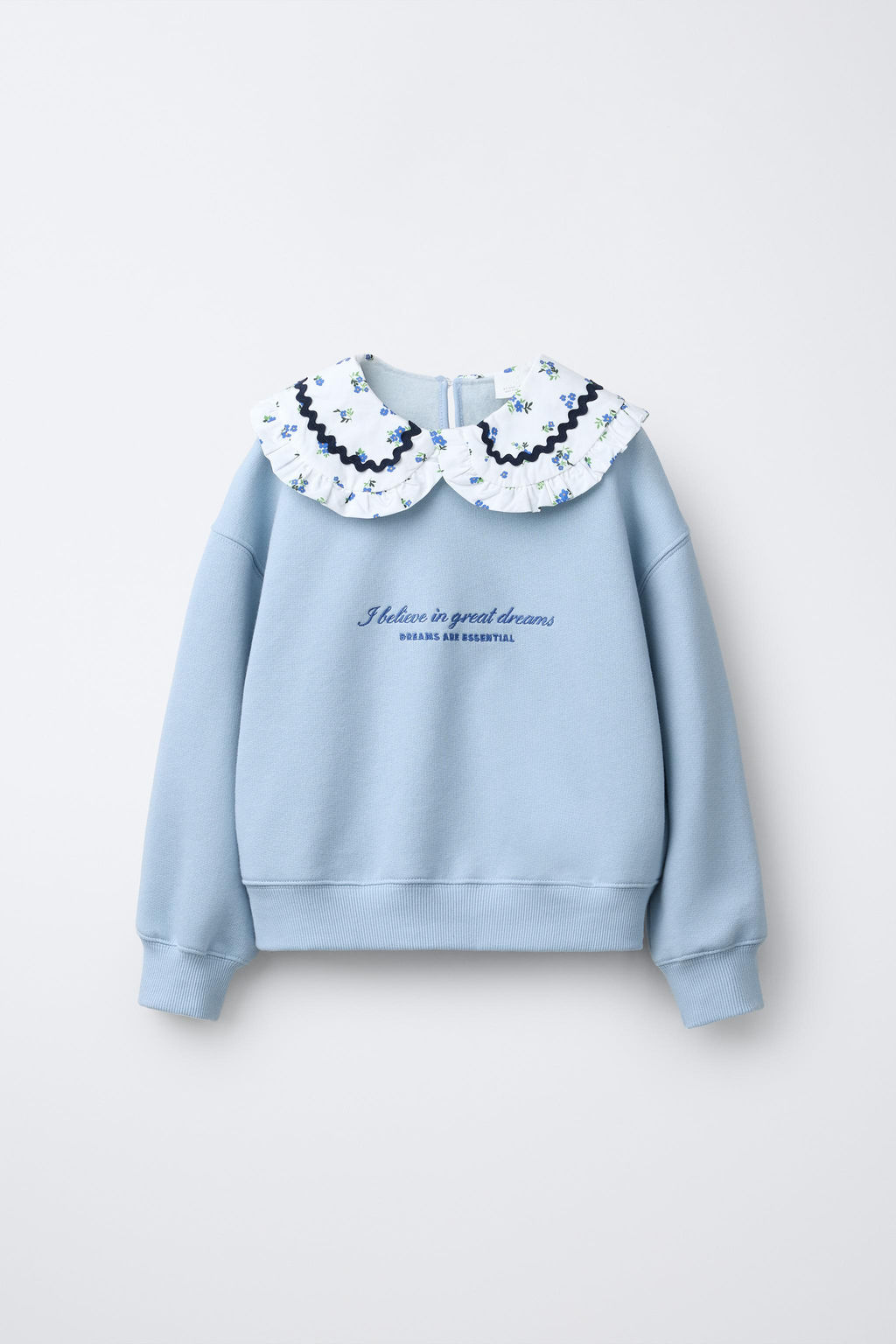 PETER PAN COLLAR SWEATSHIRT WITH SCALLOPED TRIM AND EMBROIDERED SLOGAN - Zara фото 7