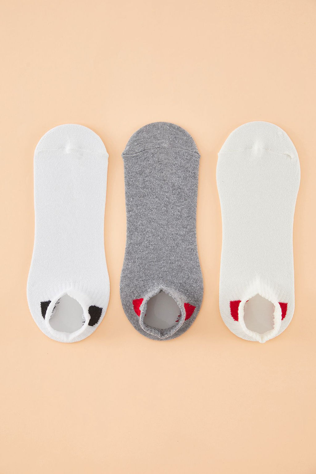 Beyaz-Gri 3lu Kalp Bask?l? Yar?m Boy Orme Corap THMSS25CO00009 - Trendyolmilla фото 3