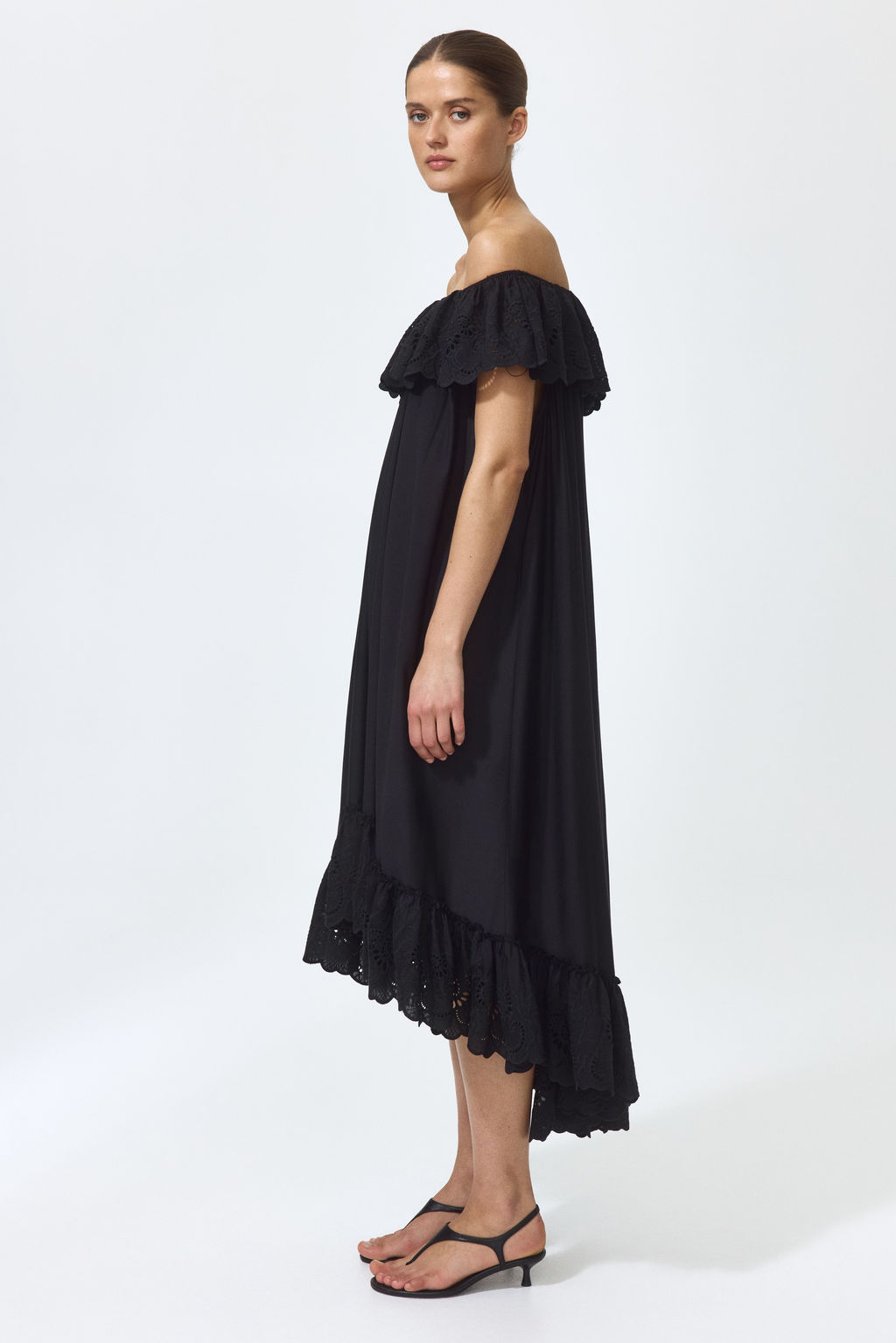 Vestido off-the-shoulder con bordado ingl?s - H&m фото 5