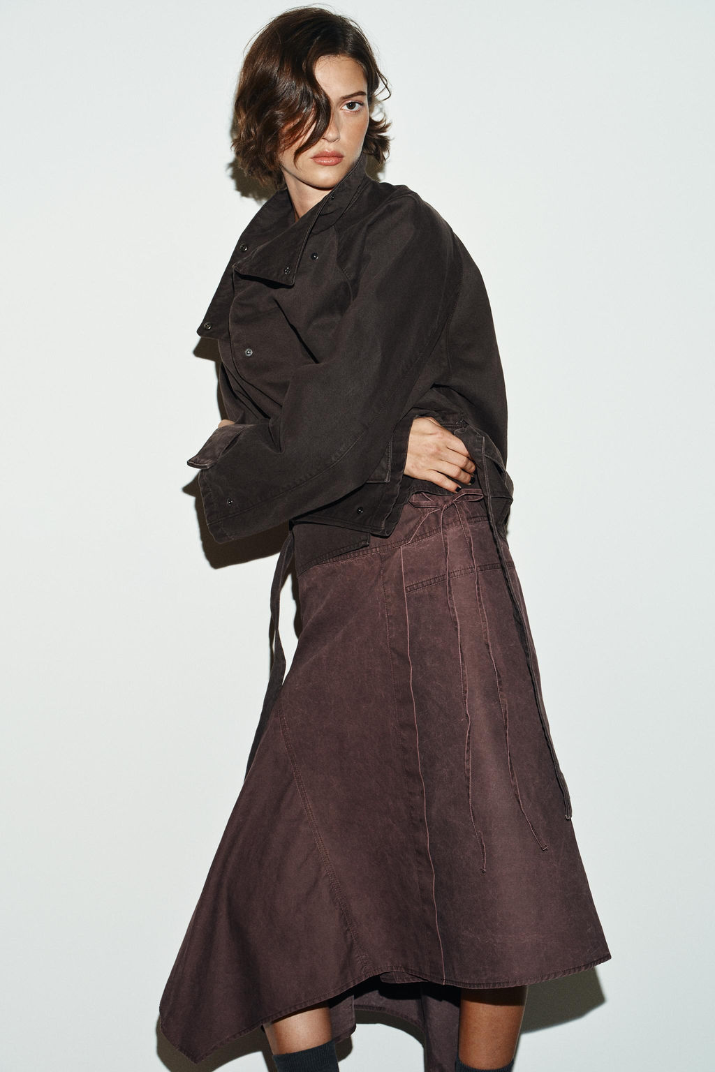 WASHED-EFFECT ASYMMETRIC SARONG SKIRT - Zara фото 3