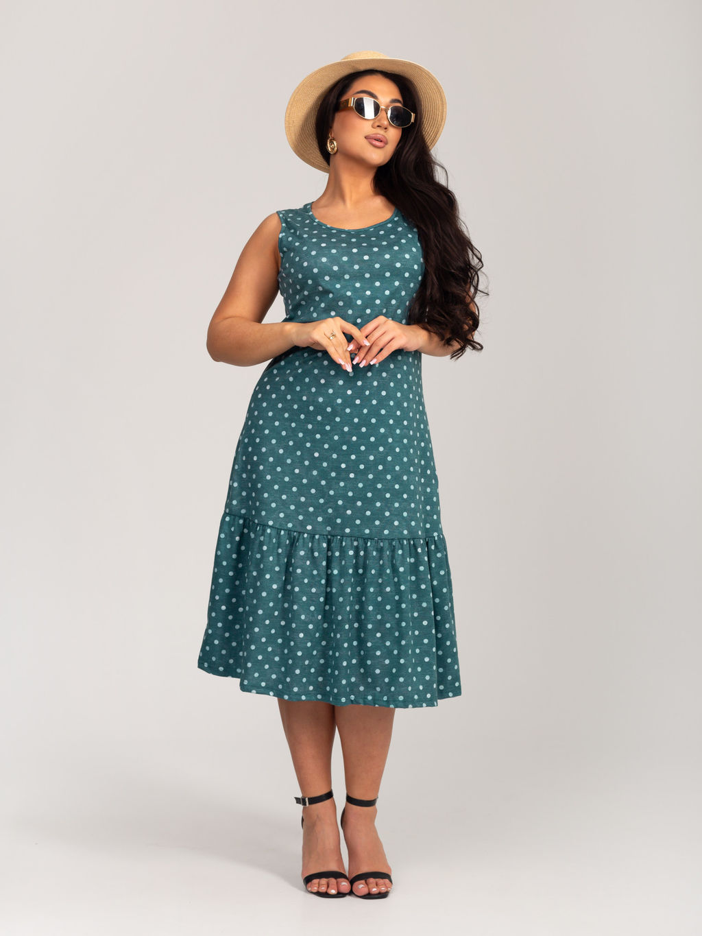 Сарафан женский кулирка "АНЮТА" ЗЕЛЕНЬ