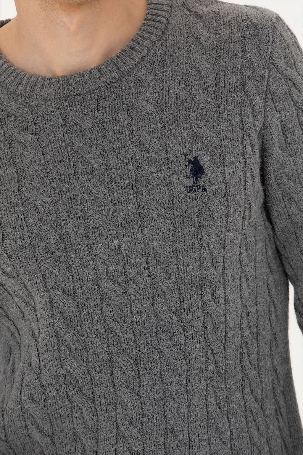 Мужской серый меланжевый свитер - U.s. polo assn фото 14