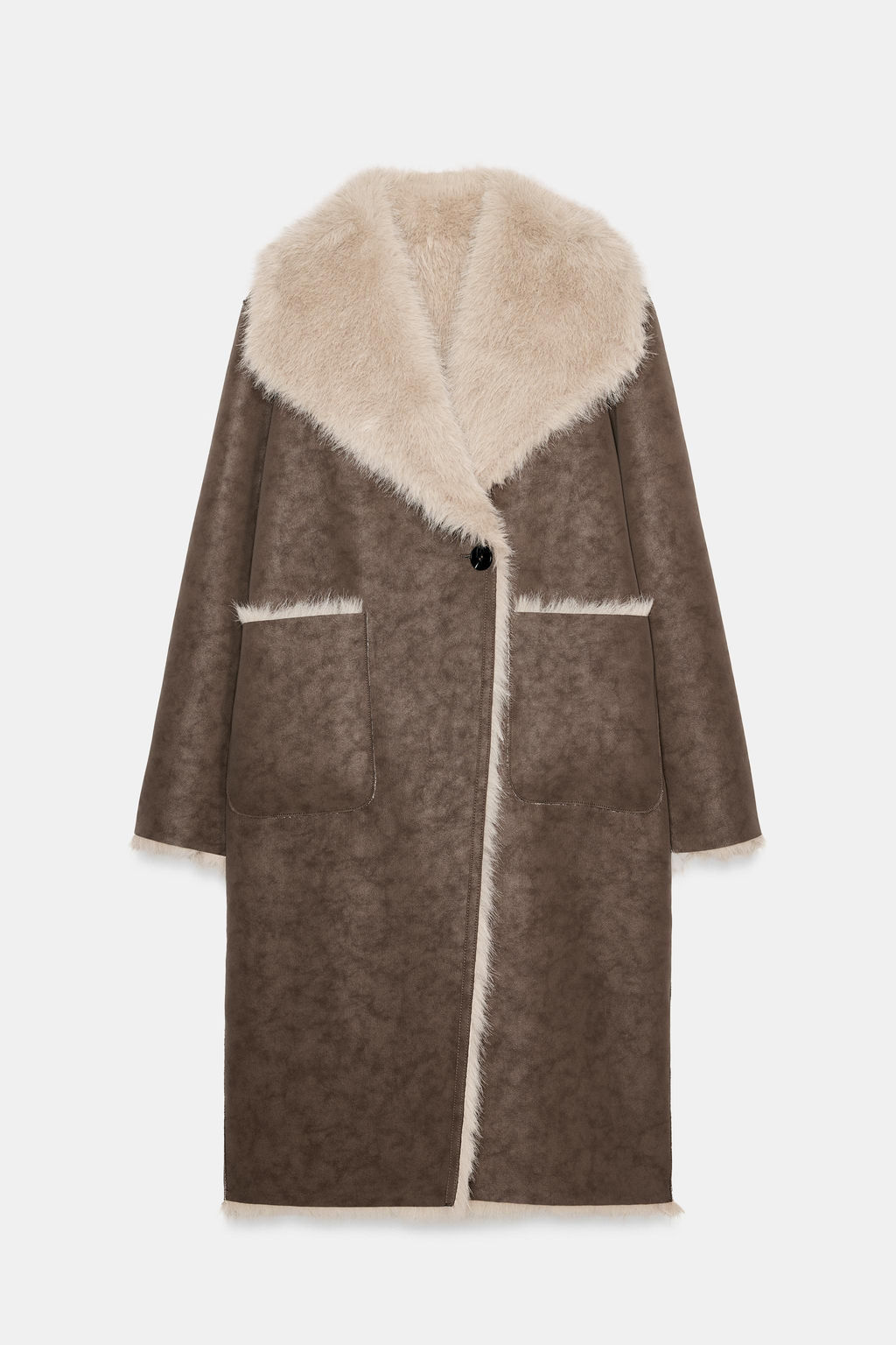REVERSIBLE DOUBLE-FACED FAUX FUR COAT - Zara фото 6