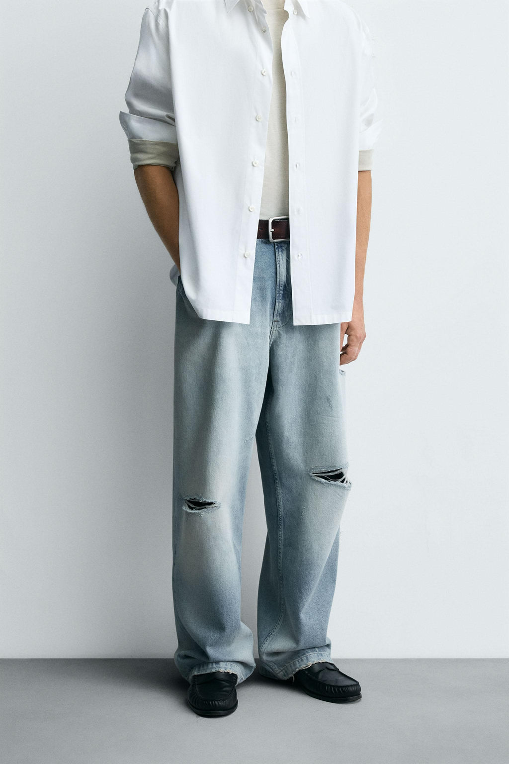 RIPPED BAGGY FIT JEANS - Zara фото 2