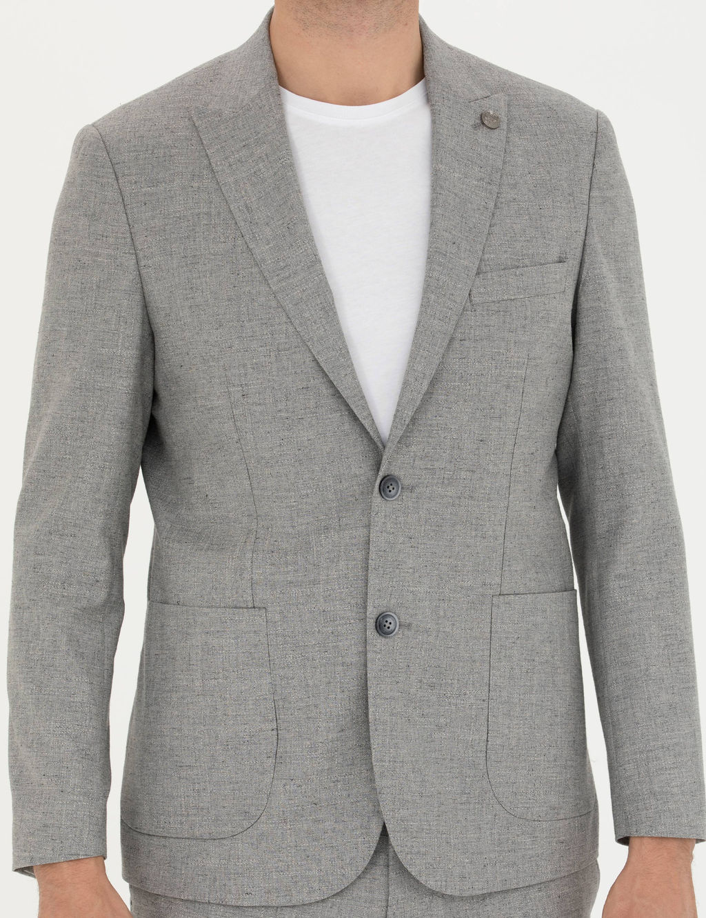 Gri Slim Fit Y_n Kar___ml_ Tak_m Elbise