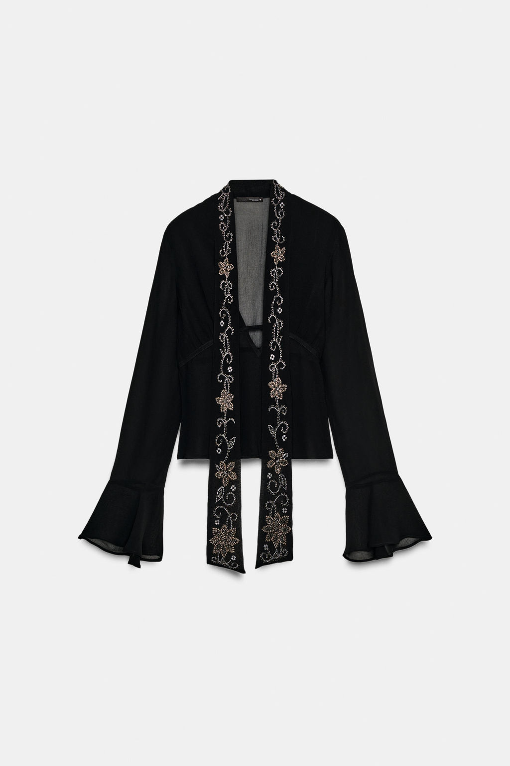 EMBROIDERED GEORGETTE FOULARD SHIRT - Zara фото 6