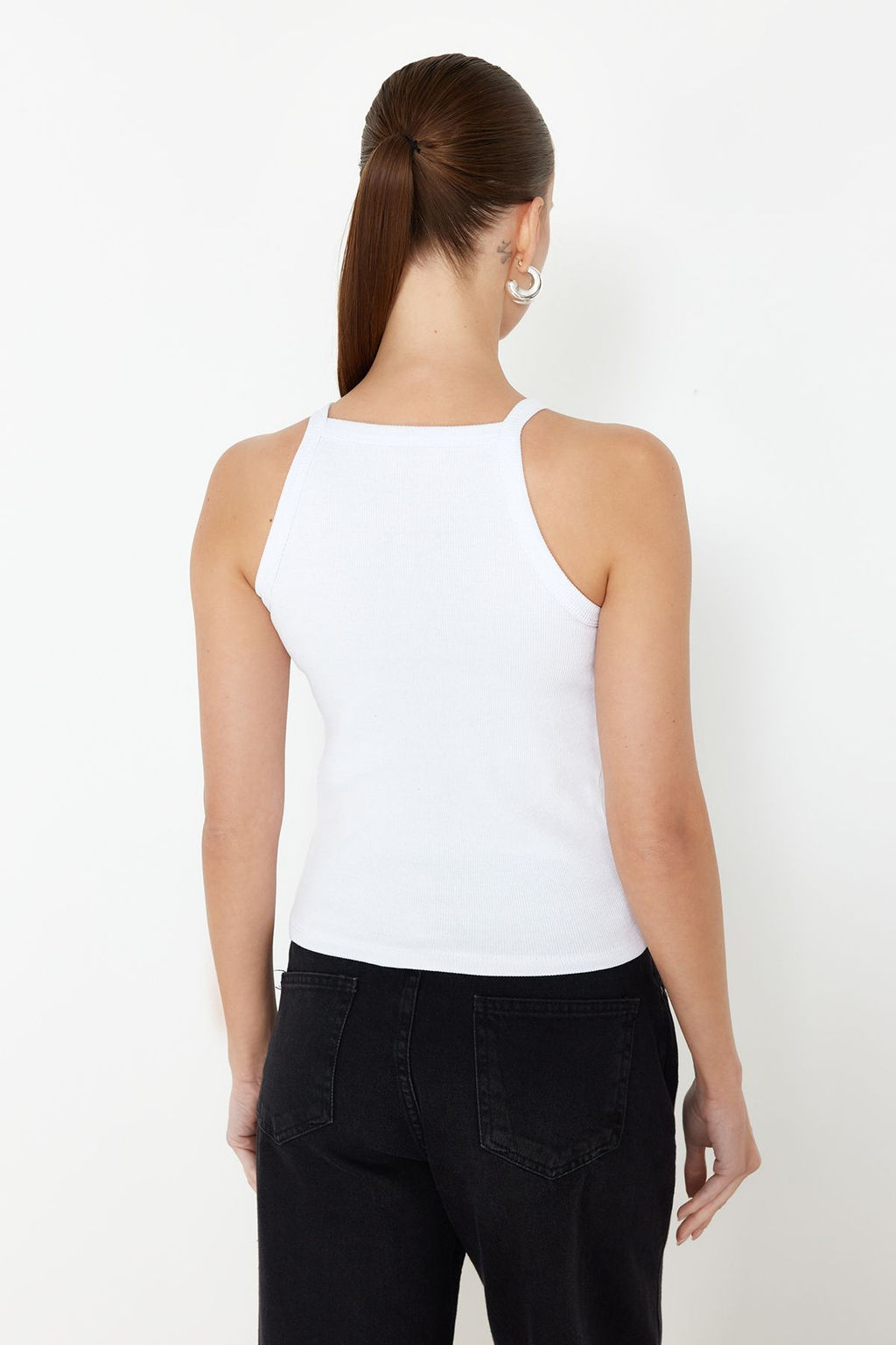 TRENDYOLMILLA Antrasit-Pembe 2li Paket Halter Yaka Vucuda Oturan Fitilli Esnek Orme Atlet TWOSS24AL00055 фото 14