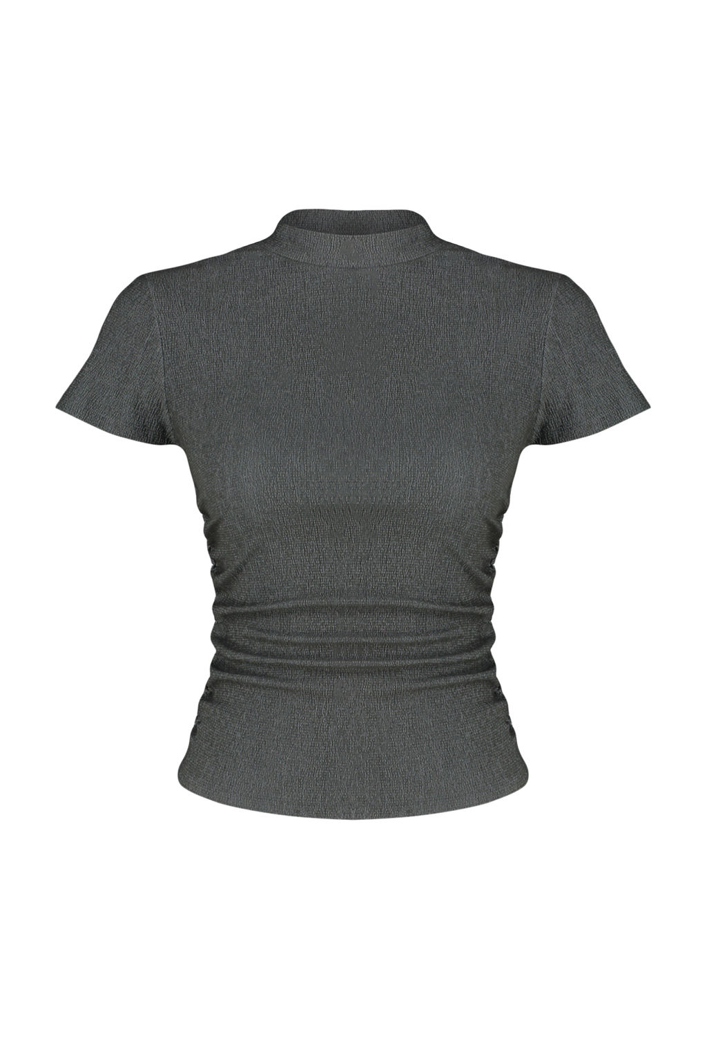 Trendyolmilla Tas Dik Yaka K?sa Kol Buzgu Detayl? Esnek Orme Bluz TWOSS24BZ00135  фото 16