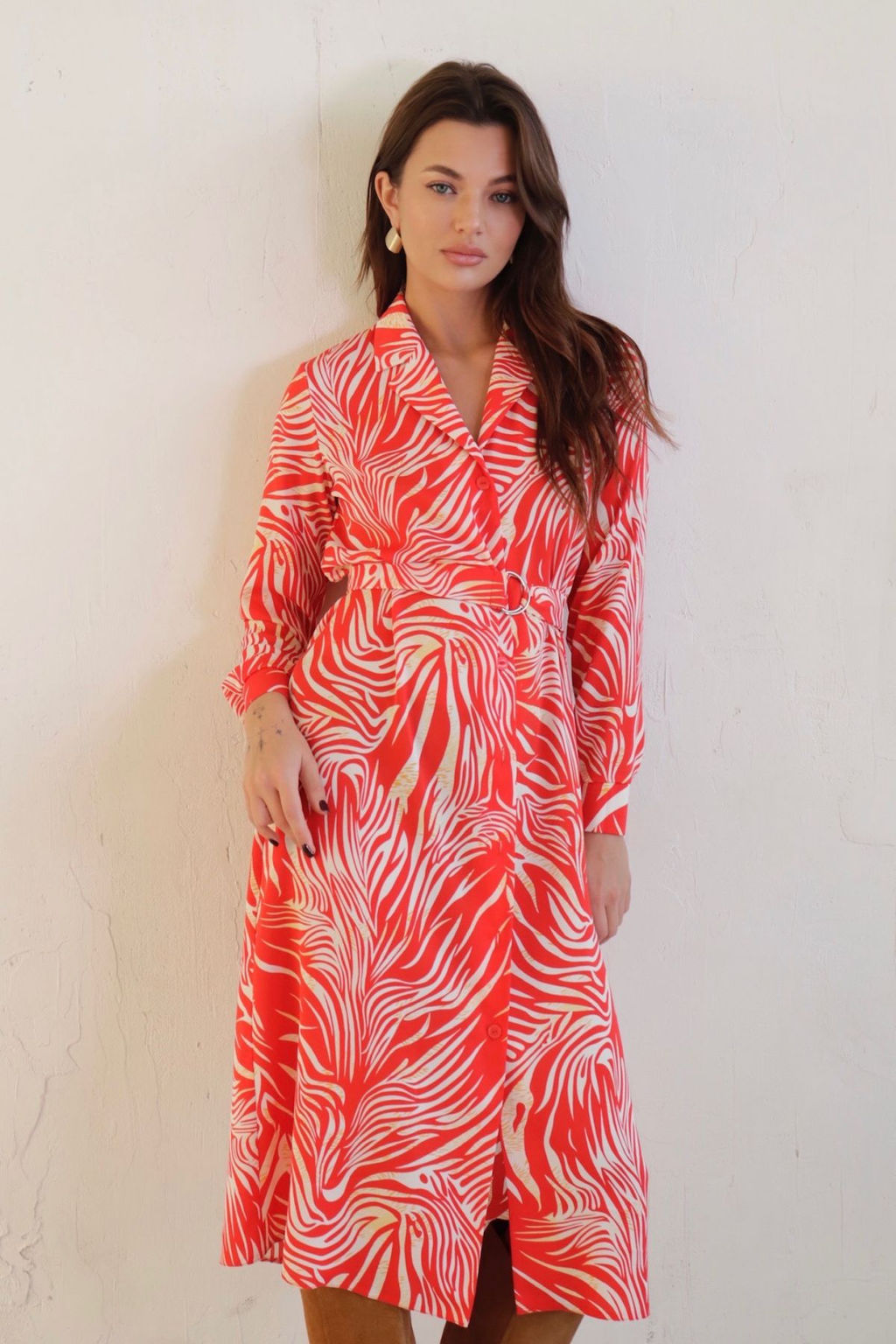 Платье-рубашка с английским воротником принт - Martichelli фото 140