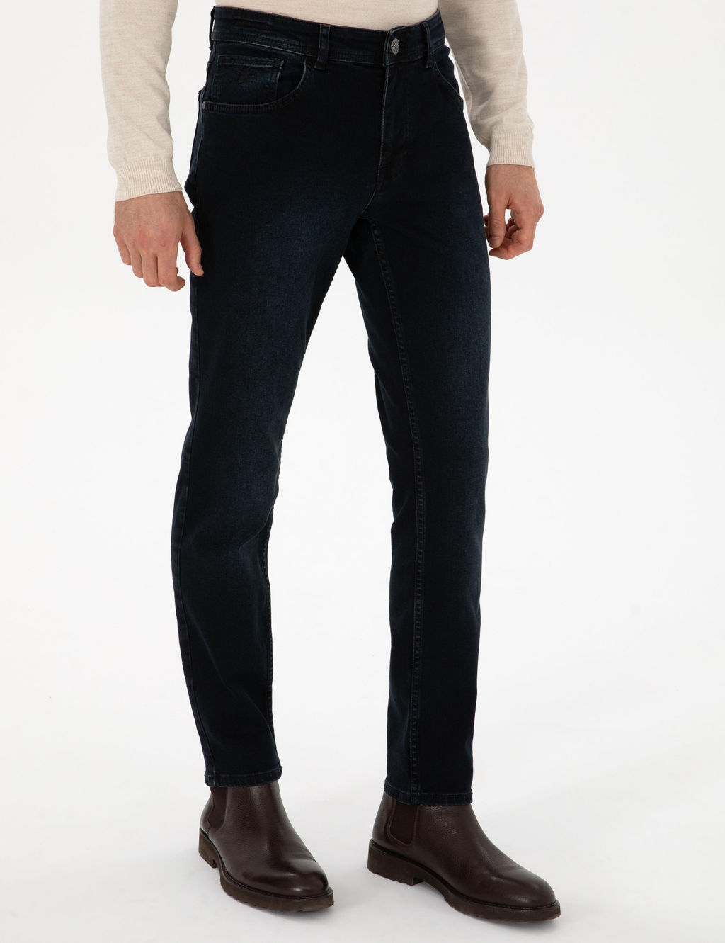 Koyu Lacivert Slim Fit Pamuk Kar___ml_ Jean Pantolon - Cacharel фото 2