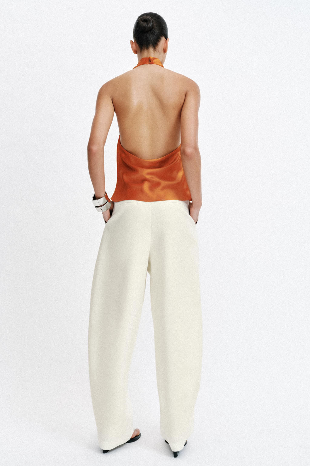 TOP HALTER SATINADO / Naranja