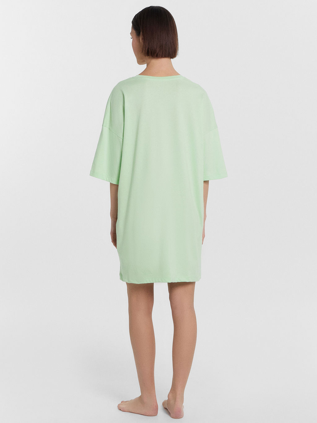 Туника домашняя женская салатовая с принтом Thank you, next свежая мята +печать 512079 - Mark formelle фото 4