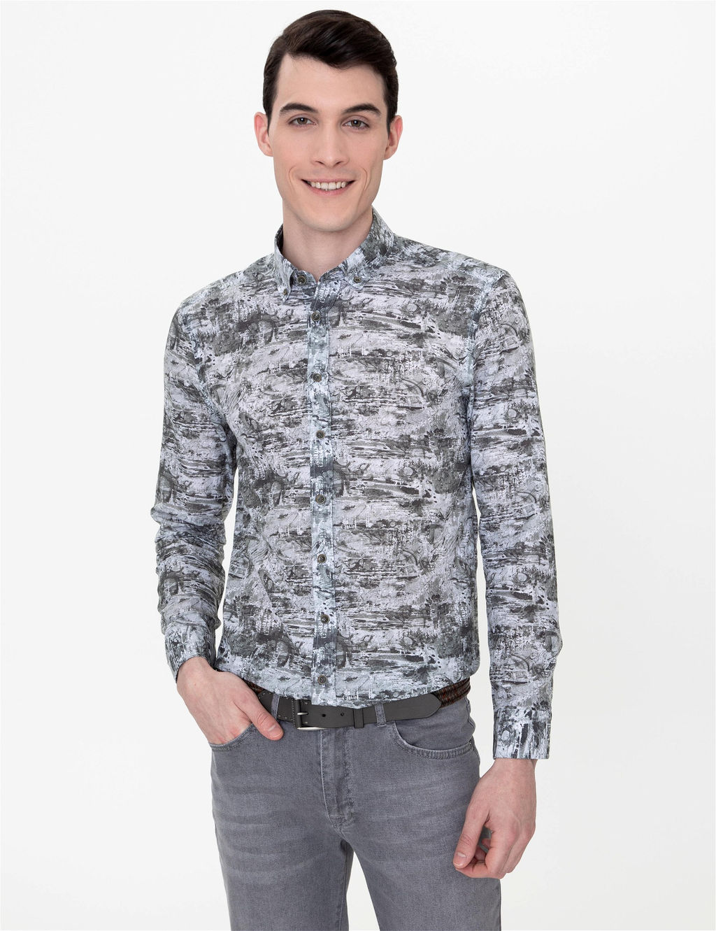 Haki Slim Fit Uzun Kollu G_mlek