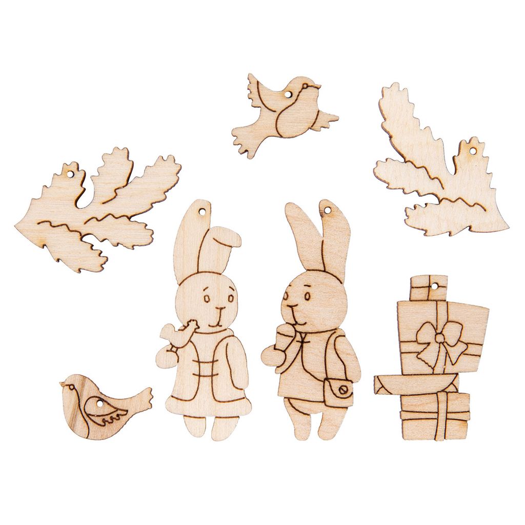 Заготовка для декорирования Mr. Carving ВД-1135 Мини набор Зайчики №2 фанера 0.3 см