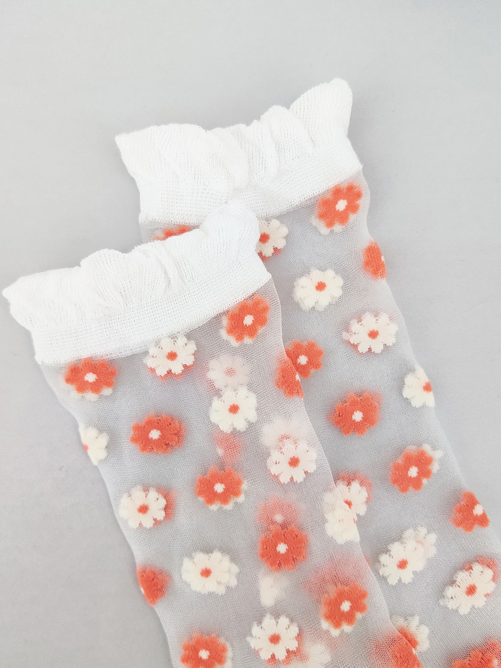 Носки Прозрачные р.35-40 Ромашки Красные - Krumpy фото 4