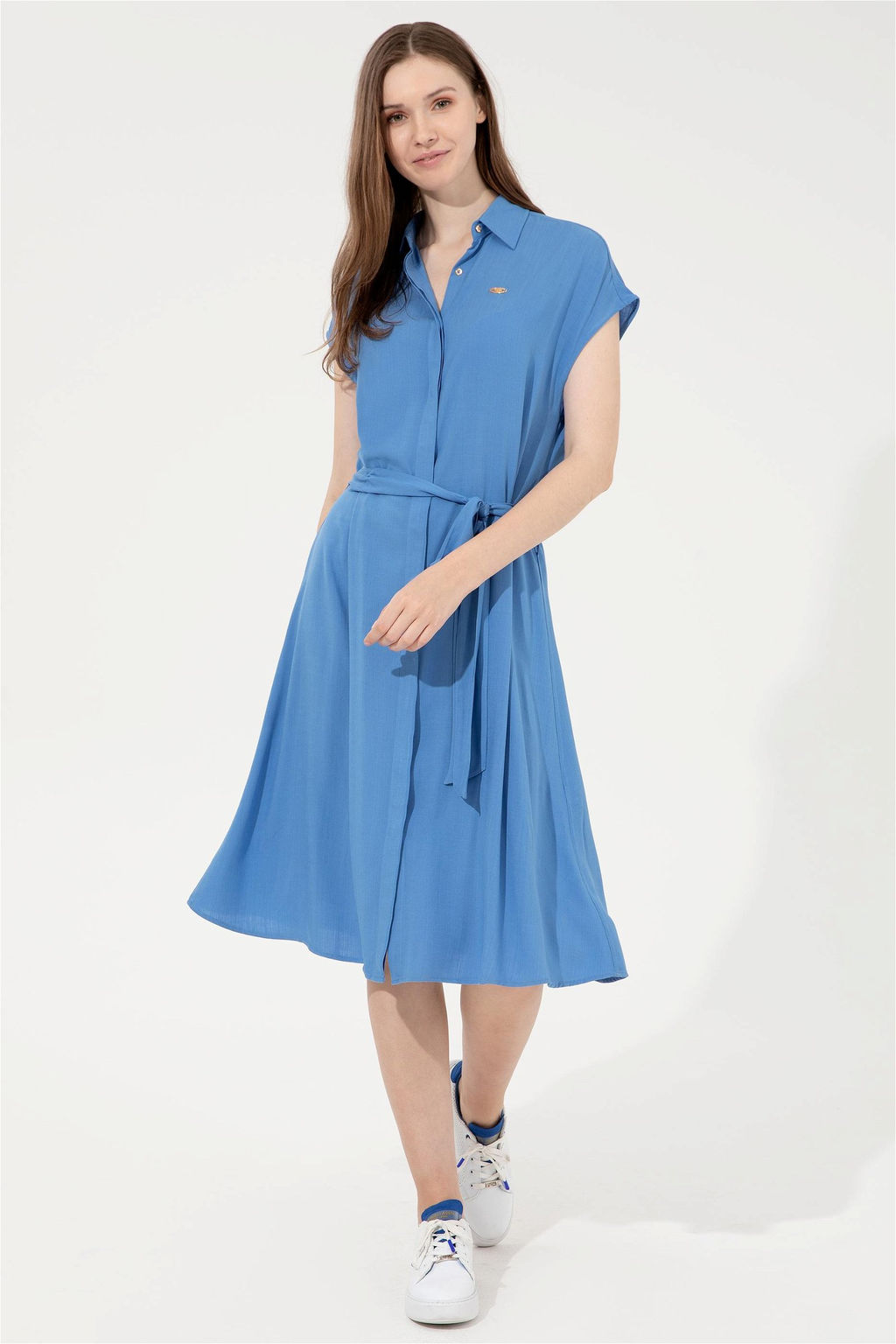 Женское синее тканое платье - U.s. polo assn фото 7