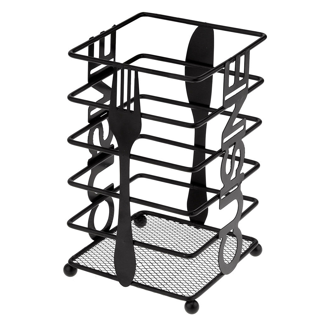 Кухня Подставка металлическая, окрашенная для столовых приборов 10х10см h16,5см, цвет - черный матовый (Китай) - Домашняя мода фото 2