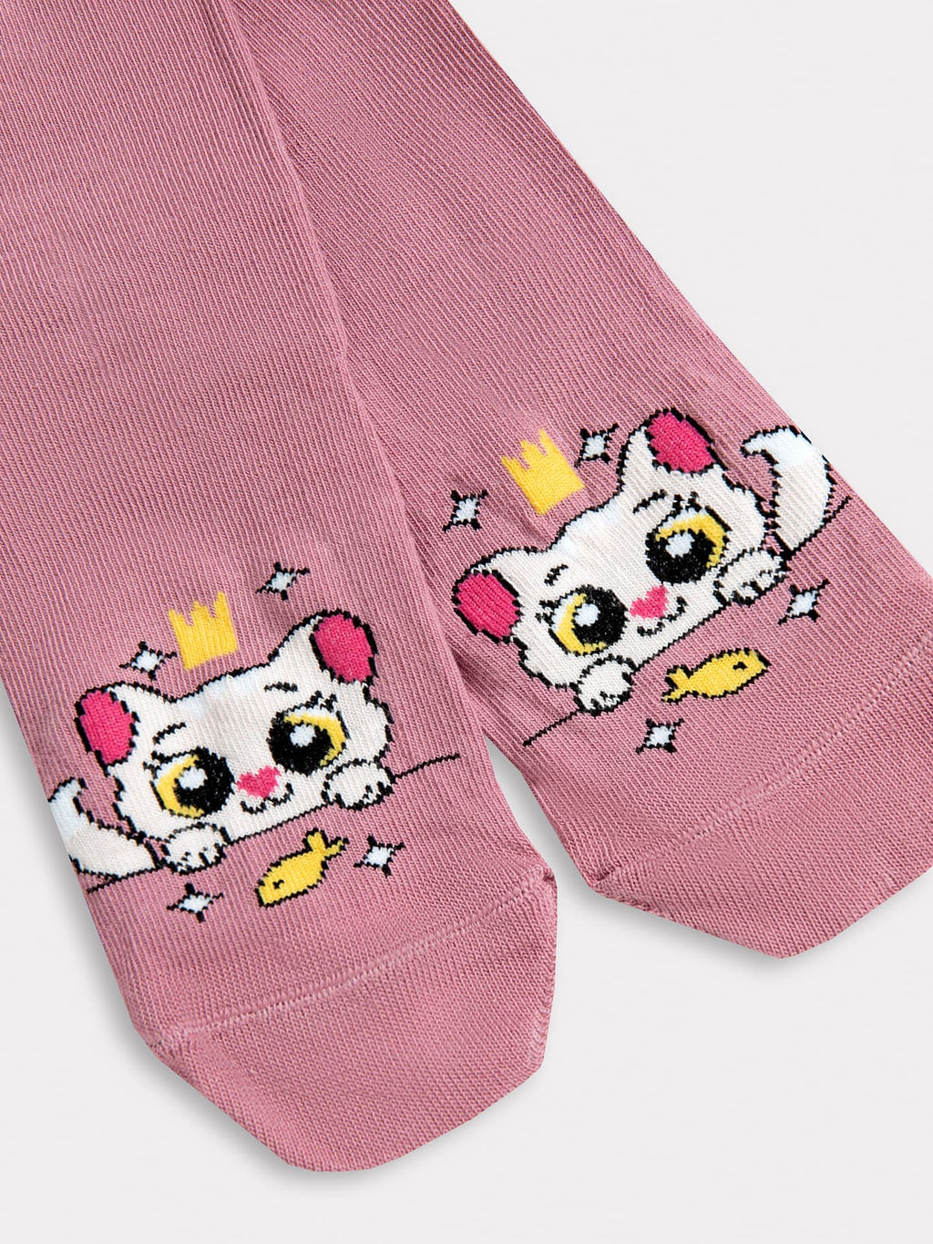 Цена за 5 пар! Носки детские фиолетовые с рисунком в виде котика - Mark formelle фото 5