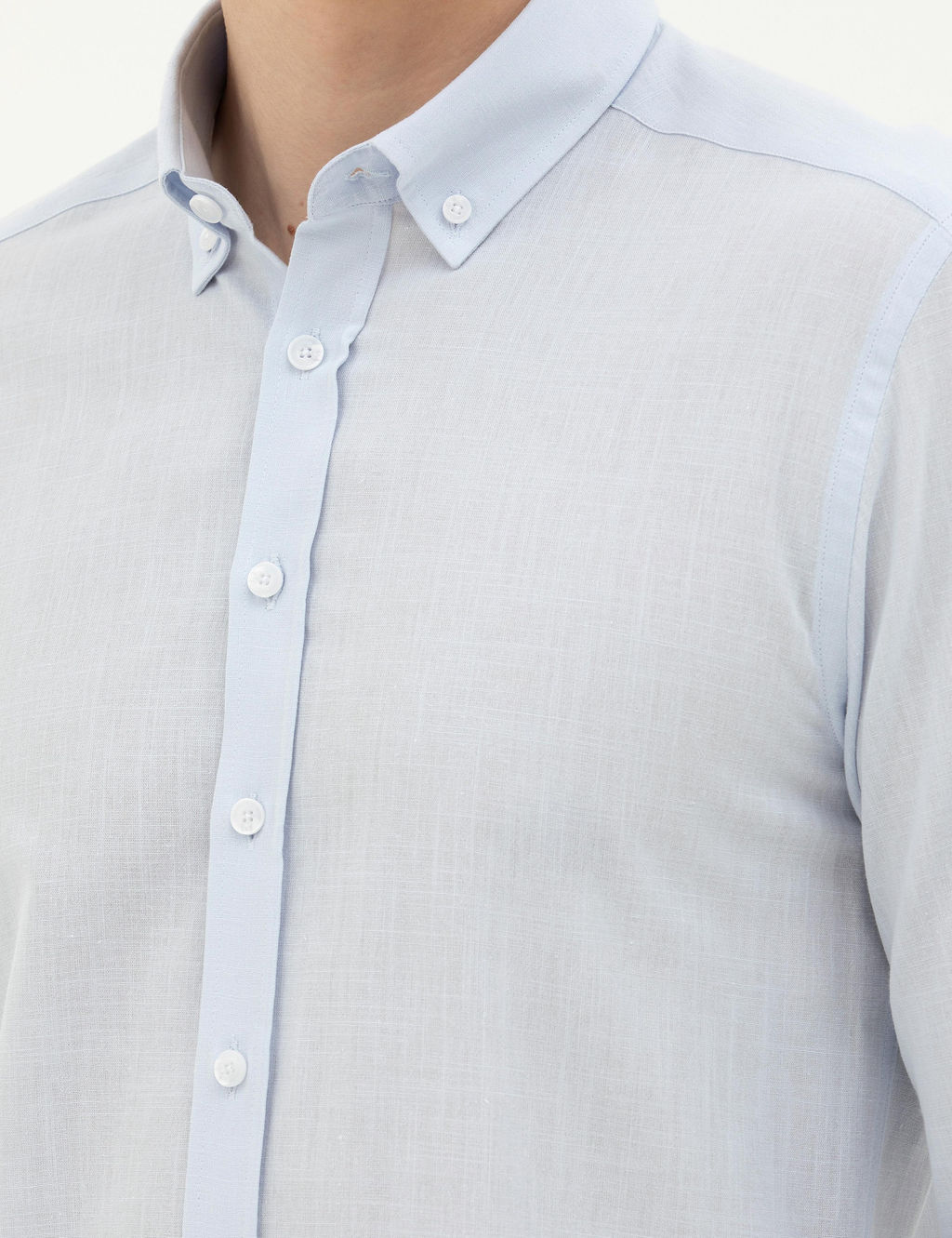 A__k Mavi Slim Fit Uzun Kollu G_mlek