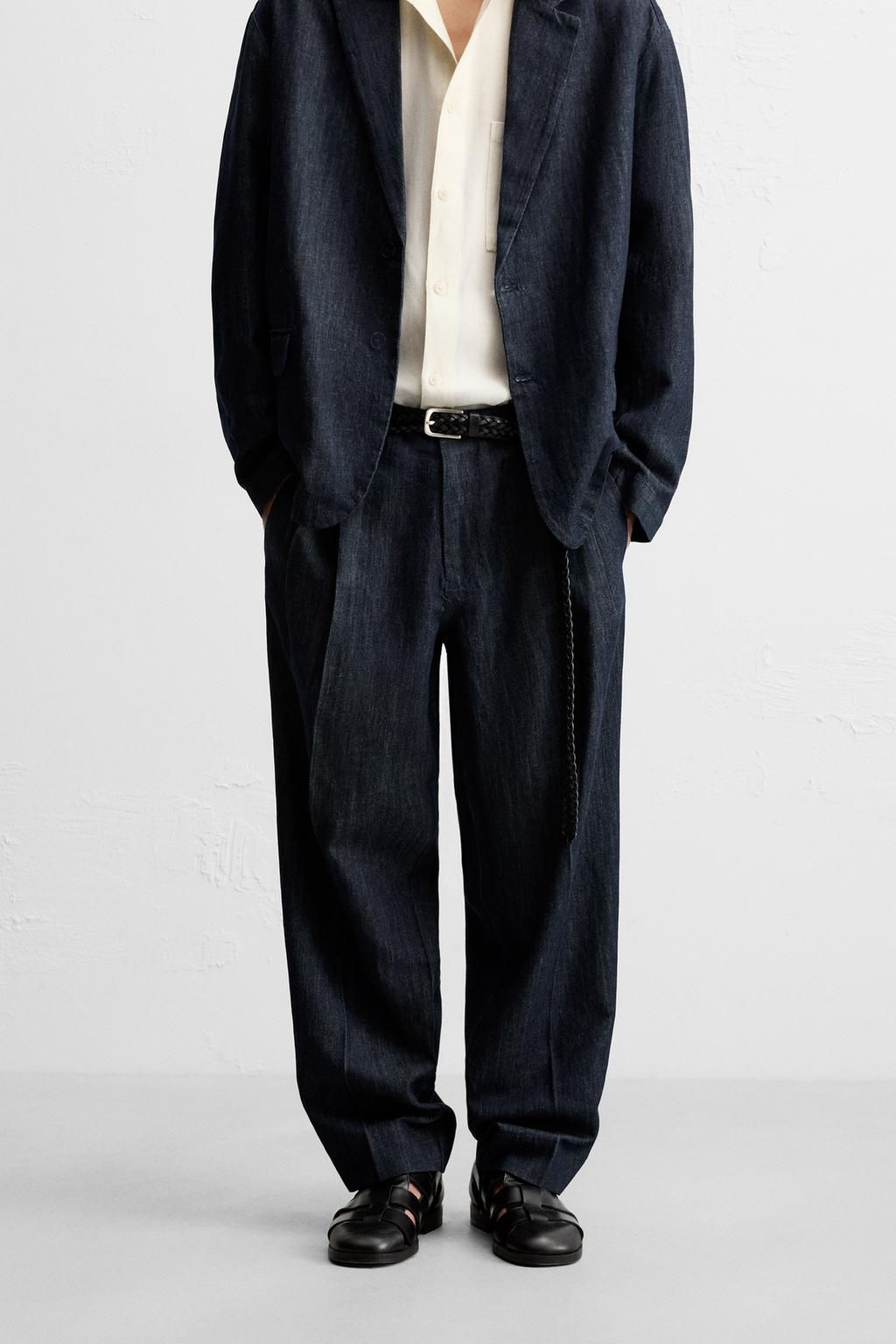 CROPPED WIDE-LEG DENIM TROUSERS - Zara фото 3