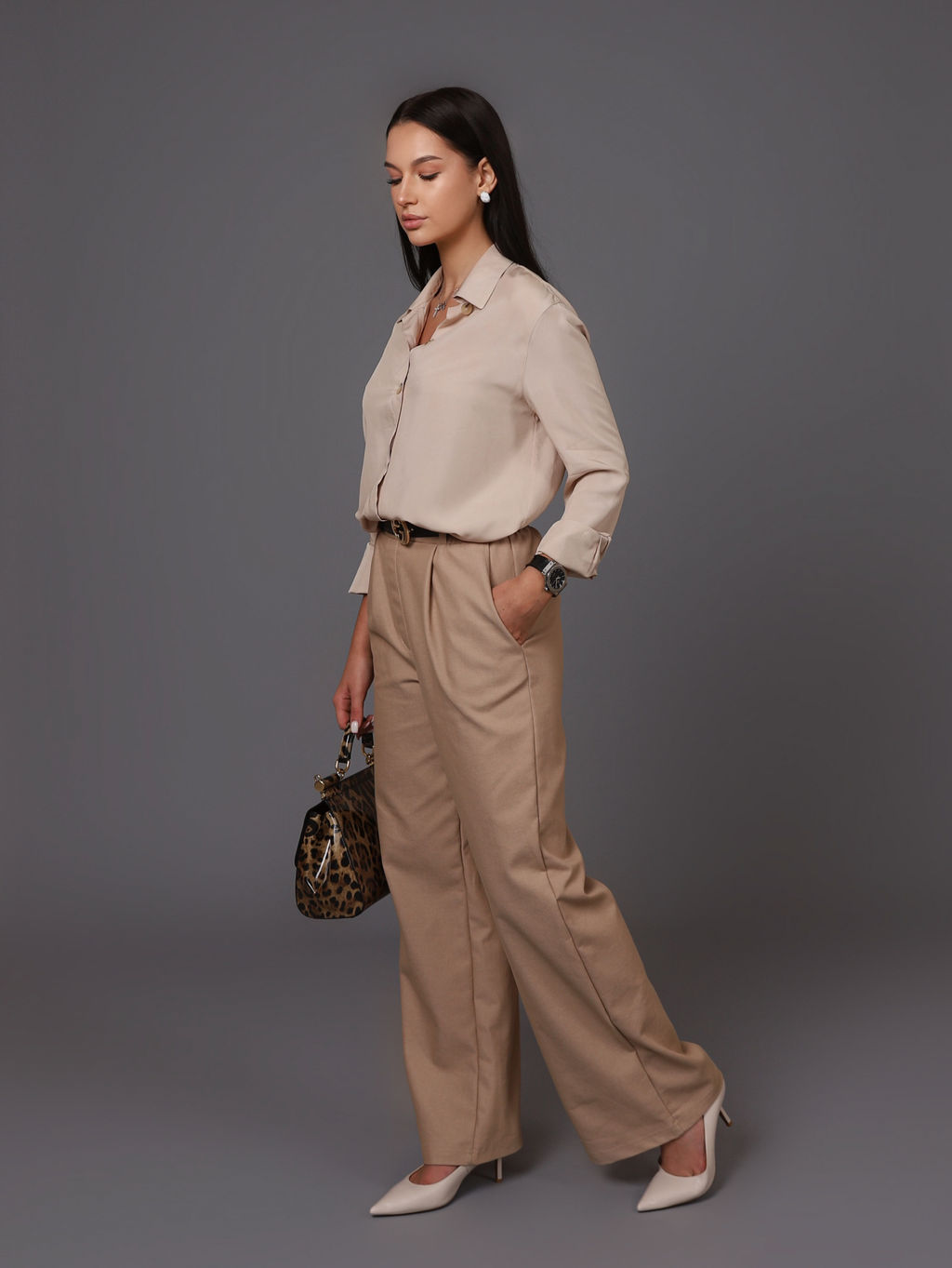 Женские Брюки широкие палаццо. С046 Бежевый от фабрики Спортсоло - Sportsolo фото 2