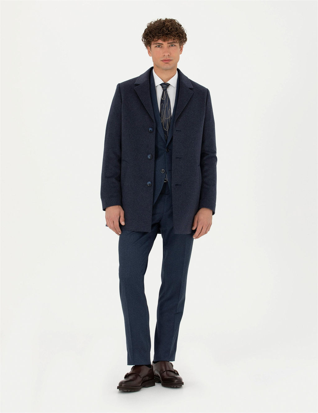 _ndigo Y_n Kar___ml_ Ekstra Slim Fit Ka_e Kaban - Pierre cardin фото 4