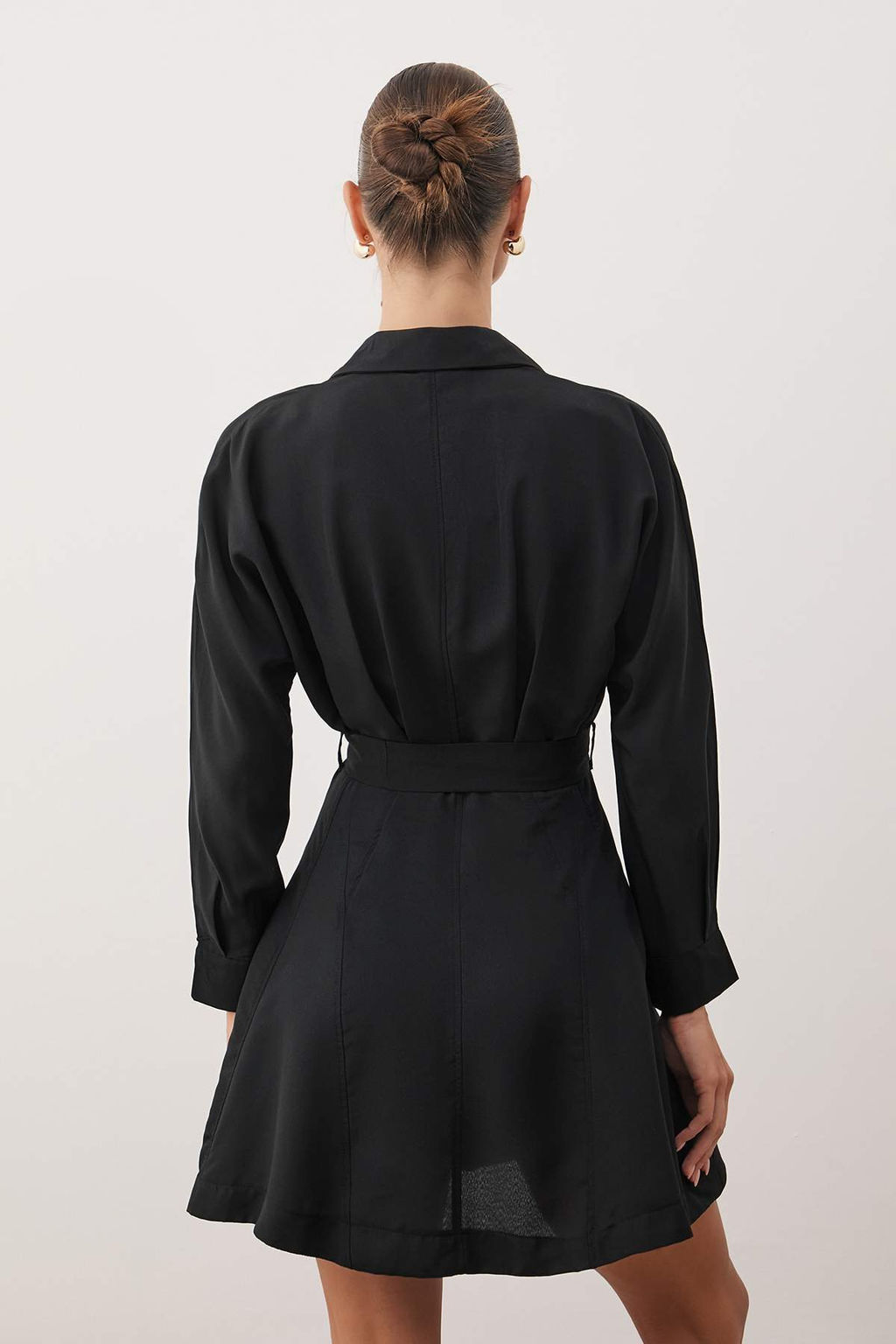 Siyah Kusakl? Mini Dokuma Gomlek Elbise TWOAW25EL00154