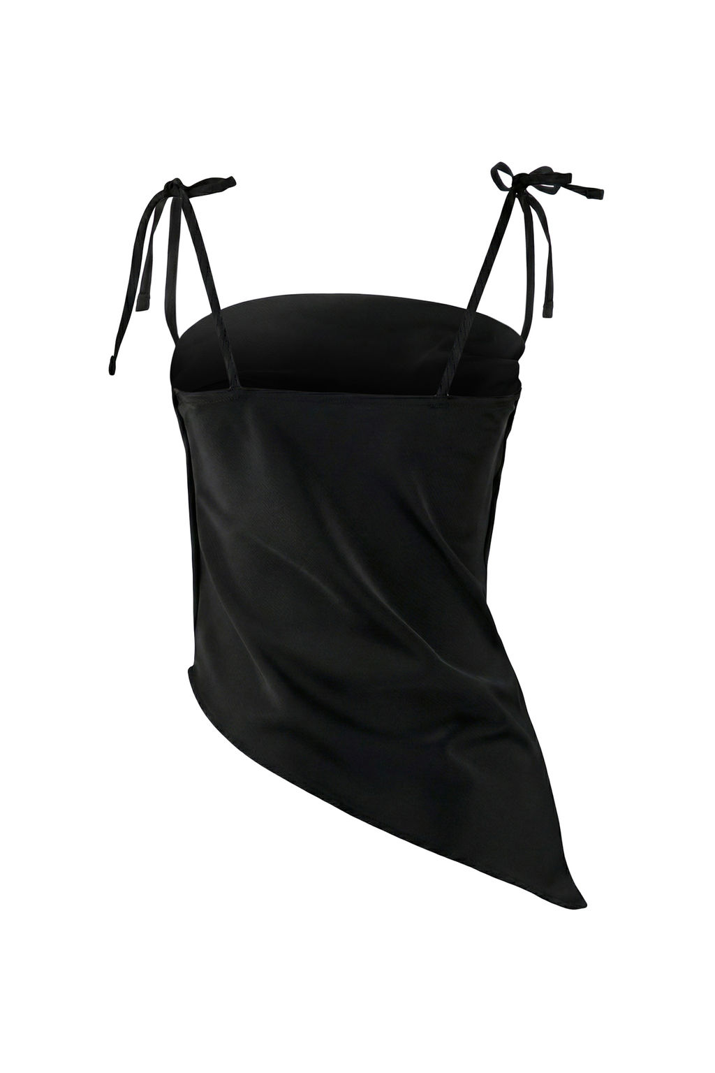 Siyah Hafif Degaje Yaka Ask?l? Asimetrik Kesim Saten Party Bluz TPRSS26BZ00015