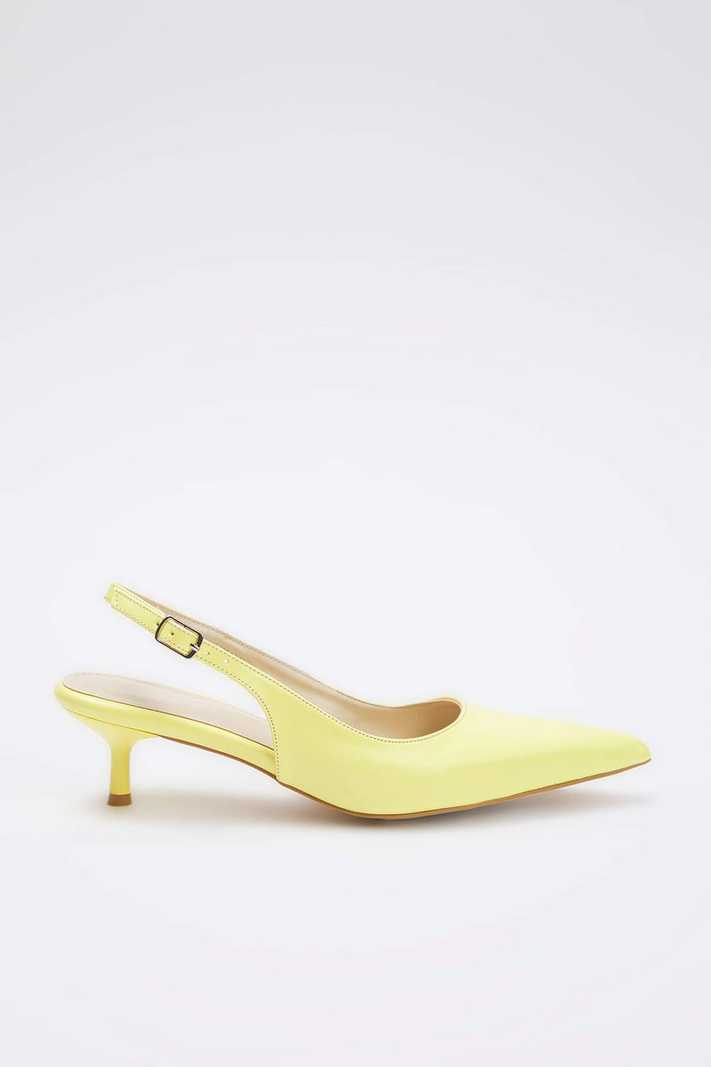 Sar? Sivri Burun Kad?n 4 cm Kitten Topuklu Ayakkab? TAKSS25TO00005