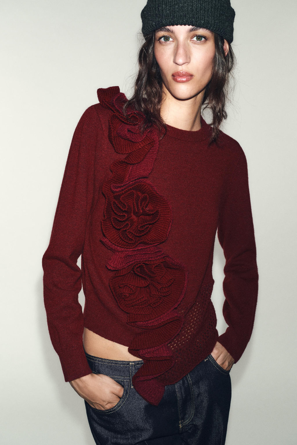 FLORAL TEXTURED KNIT JUMPER - Zara фото 2
