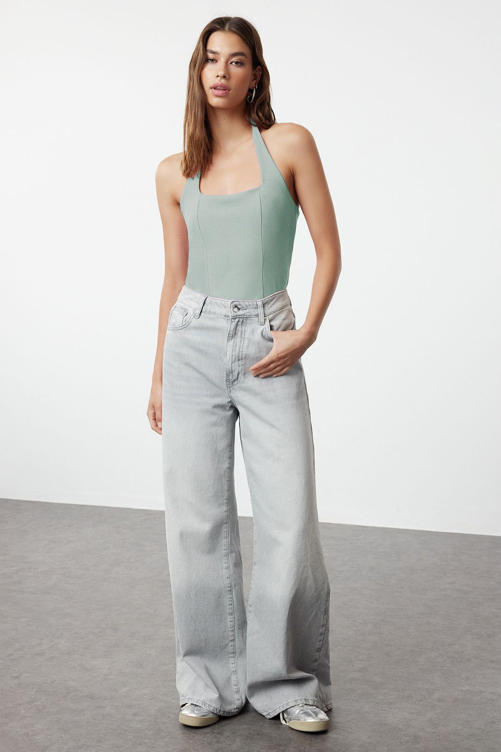 Trendyolmilla Siyah Fitted/Vucuda Oturan Esnek Orme Bluz TWOSS24BZ00492 фото 9